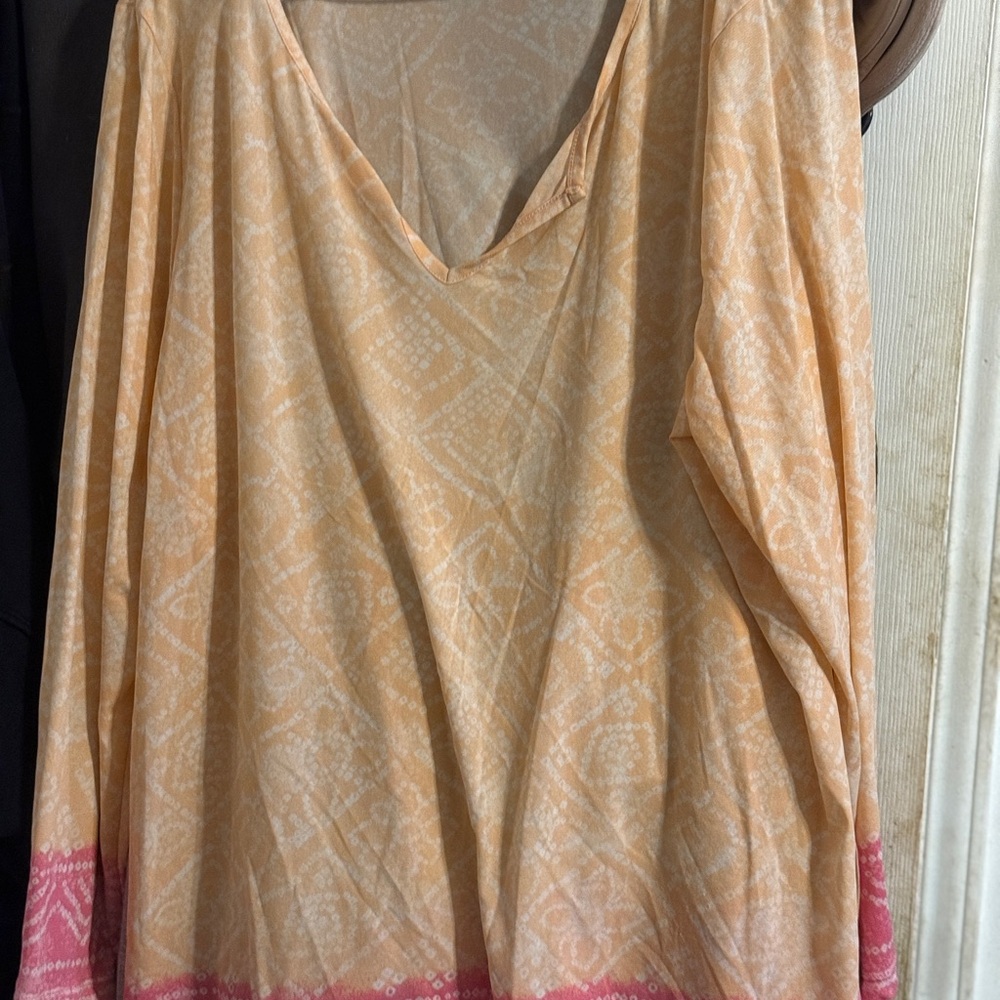 Lane Bryant Peach and White Top